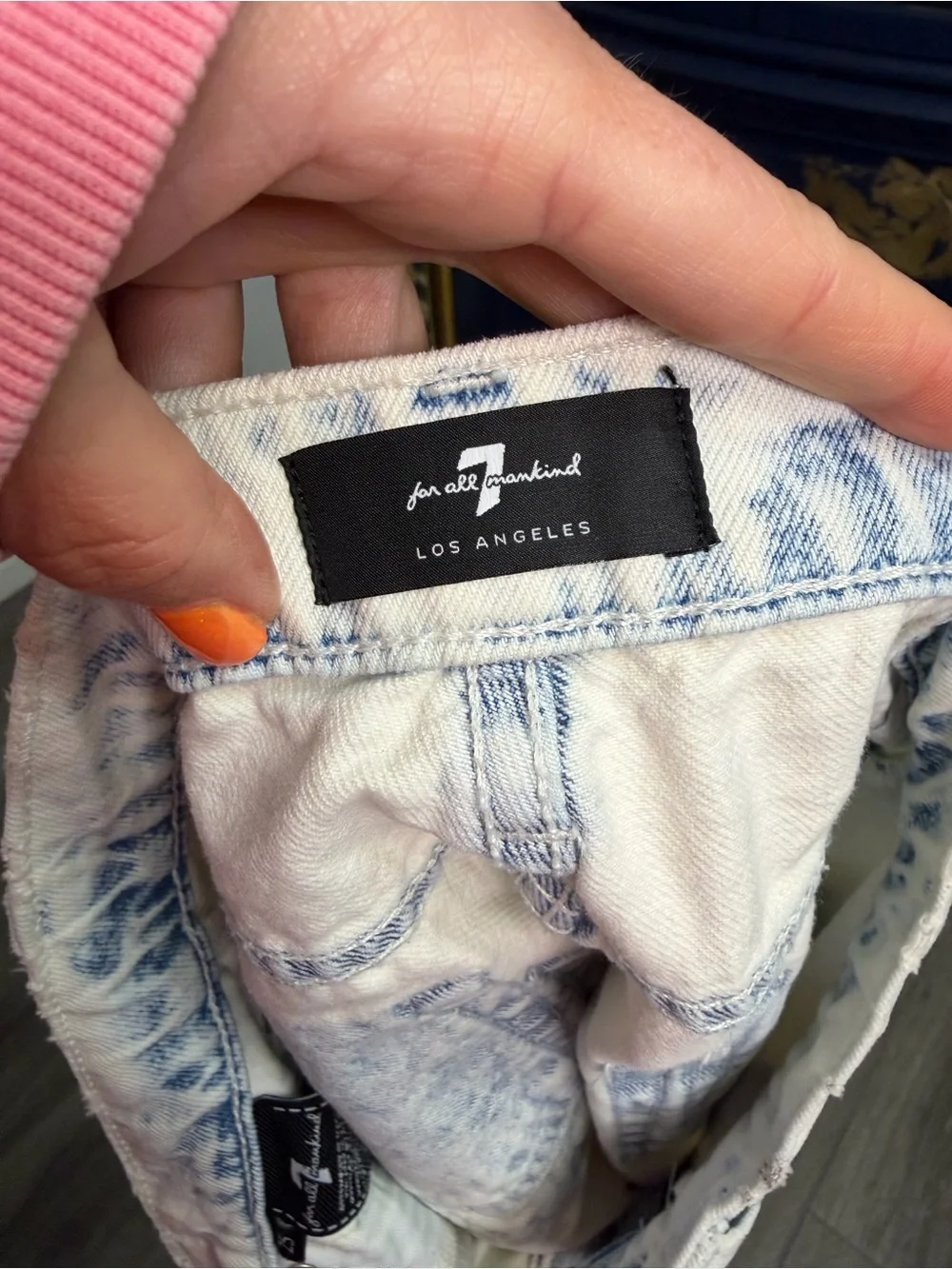 7 For All Mankind White High-Rise Button-Fly Denim Shorts size 25